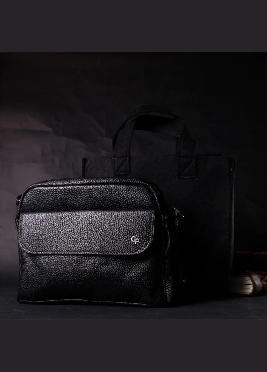 Черная женская сумка-кроссбоди из натуральной кожи 755710 Grande Pelle (303832122)