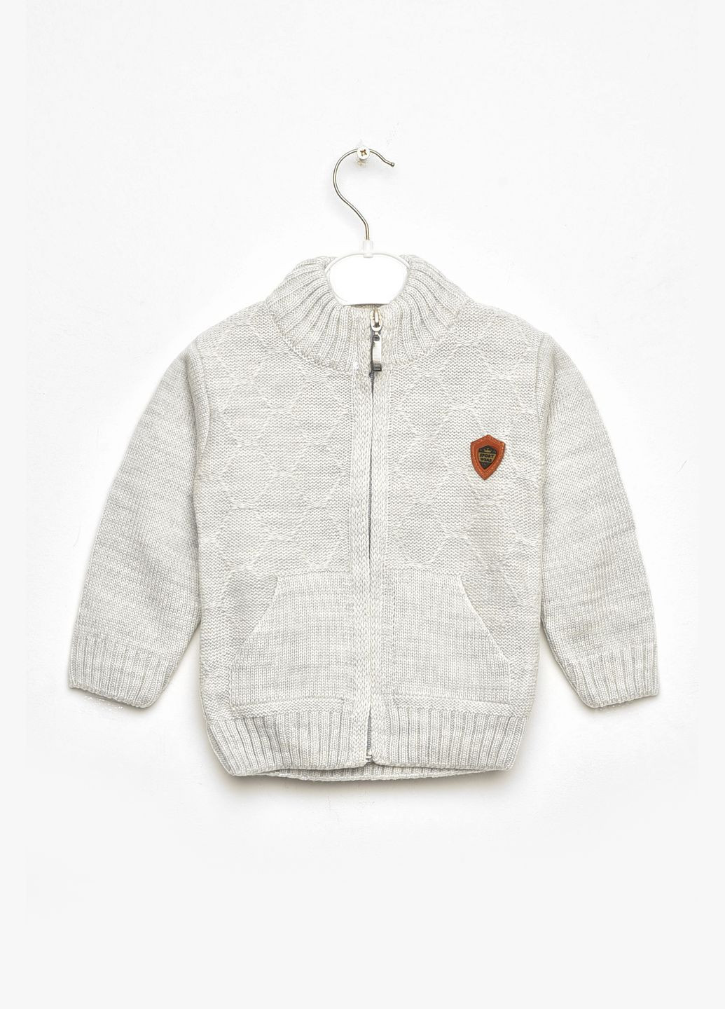 Світло-сірий зимовий кофта дитяча для хлопчика світло-сірого кольору пуловер Let's Shop