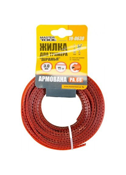 Волосінь для тримера GM армована "Піранья" 3,00 мм*15 м, зубчастий квадрат (19-0630) Mastertool (317195682)