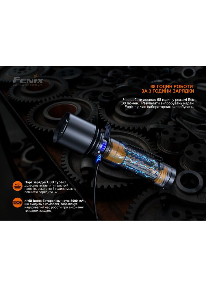 Фонарь ручной C7 оранжевый | Лимитированная серия Fenix (363318377)