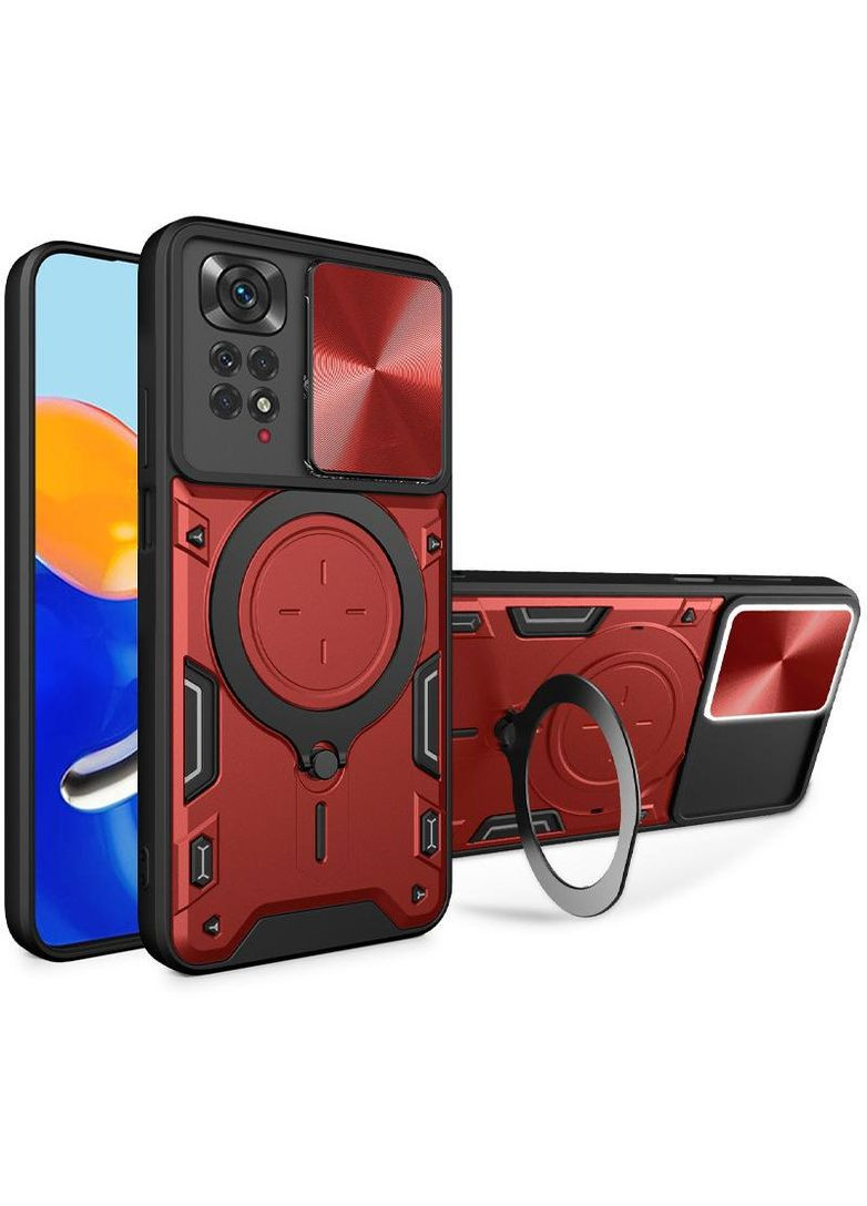 Ударопрочный чехол Bracket Ringstand с защитной шторкой для камеры для Xiaomi Redmi Note 11 (Global) / Note 11S Epik (292014223)