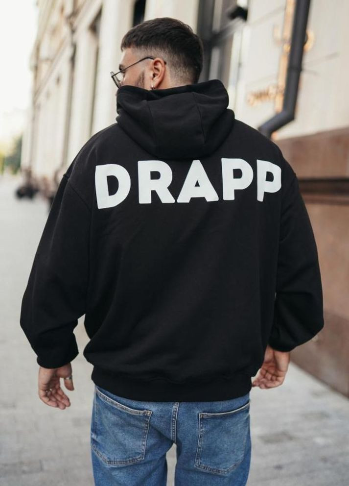 Чоловіче чорне стильне оверсайз худі з трендовим принтом No Brand (305845046)