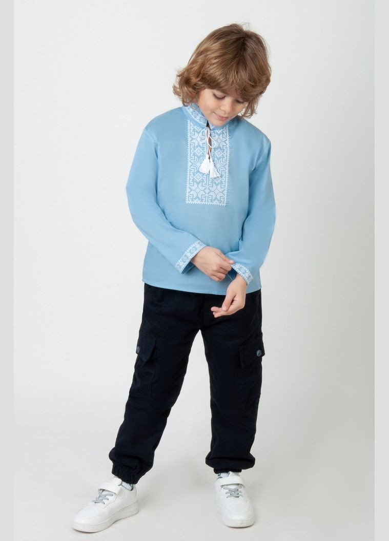 Голубая вышиванка для мальчиков 04-2727-85в 104 см черный Авекстекс (331622800)