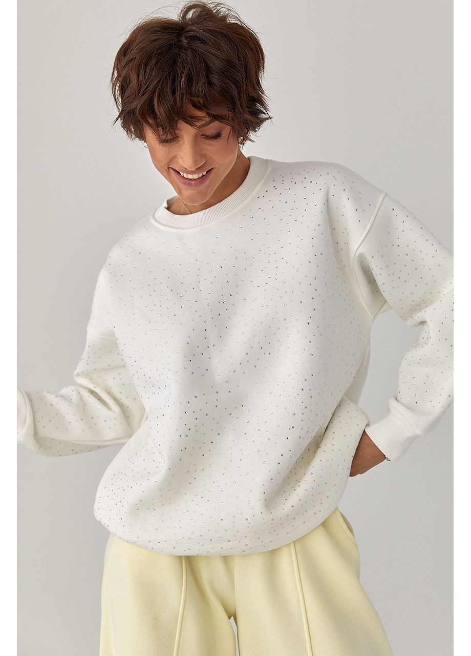 Молочный теплый свитшот с термостразами Lurex (366241644)