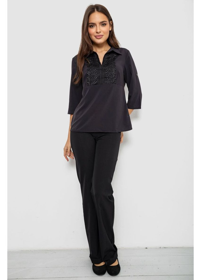 Чёрная блуза однотонная, 230r70-2 Ager