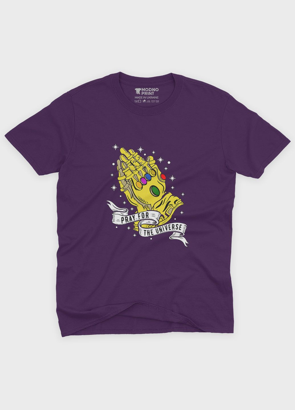 Фиолетовая демисезонная футболка для мальчика с принтом супезлоды - танос (ts001-1-dby-006-019-016-b) Modno