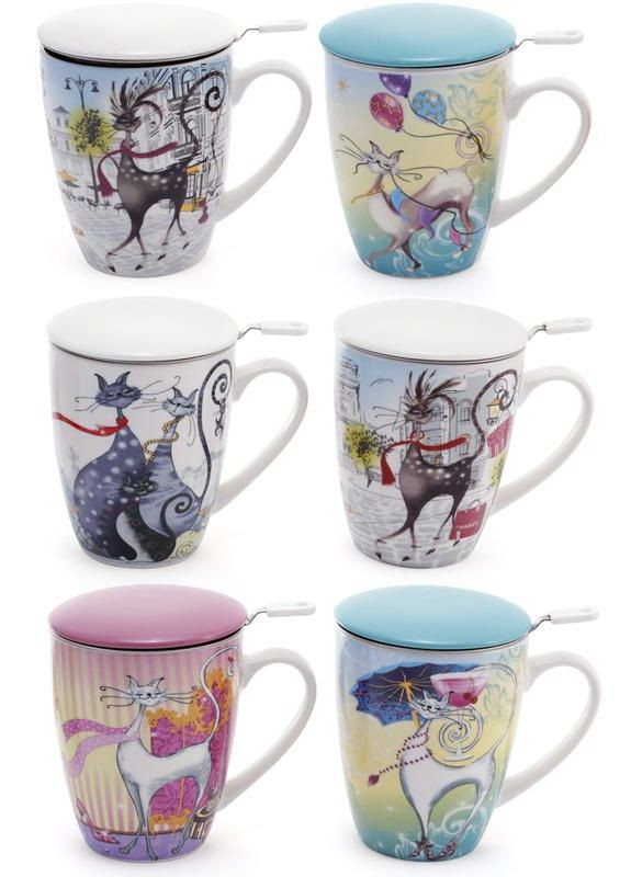 Кружка-заварник "Модная кошка" 370мл с металлическим фильтром Bona (372172915)