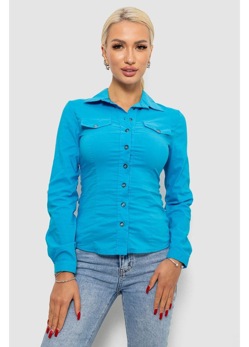 Сорочка жіноча однотонна, колір блакитний, 230R068 Ager (365595259)