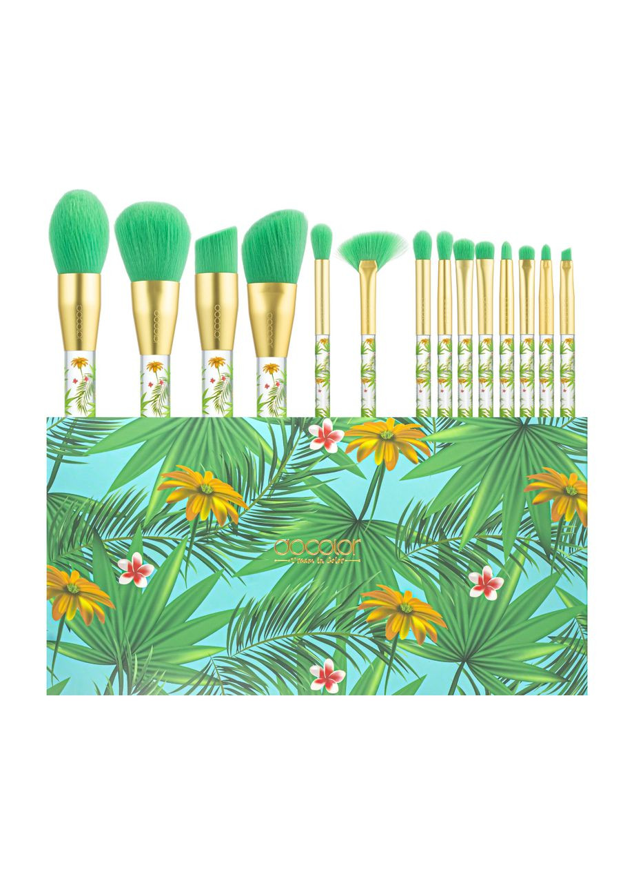 Набор кистей для макияжа Tropical Р1407 (14шт) DOCOLOR (302965105)