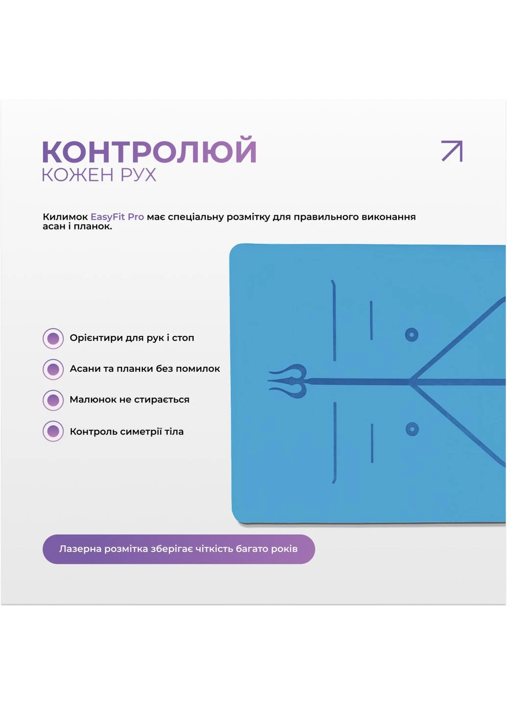 Коврик для йоги каучук 5 мм голубой EasyFit (389590997)