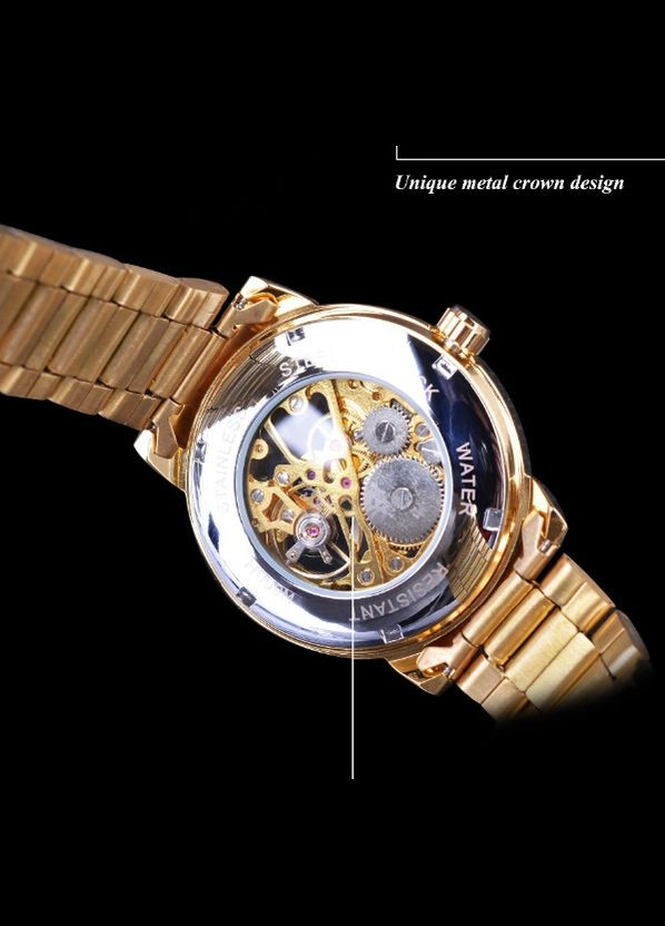 Мужские механические часы наручные Forsining Skeleton S838-2, Винер скелетон Золото с желтым. Winner (362475471)