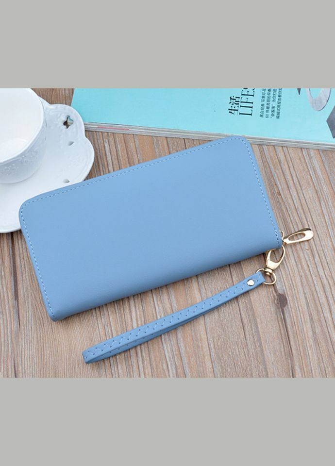 Клатч жіночий гаманець на блискавці з вишивкою квітами блакитний OEM (322068570)