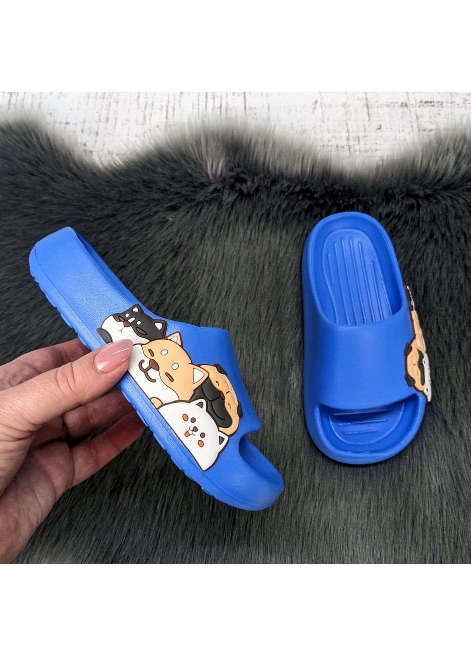 Синие повседневные шлепанцы сланцы подростковые Fashion