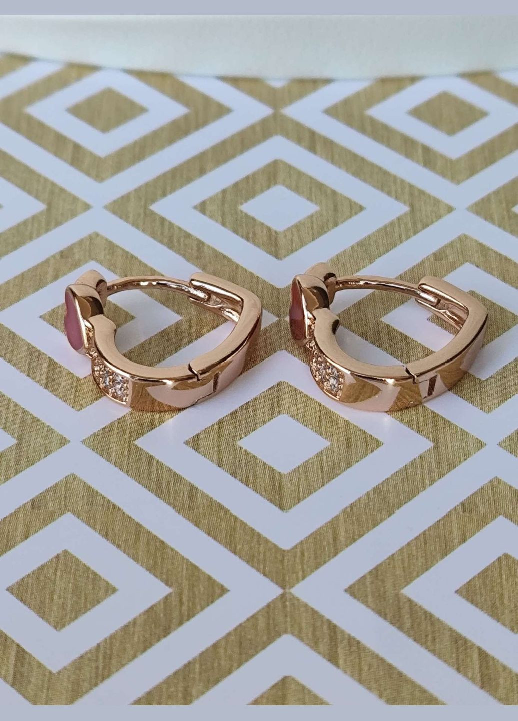 Сережки ксюпинг xuping позолота медицинское золото медицинская сталь сердечки красная эмаль Xuping Jewelry (336190314)