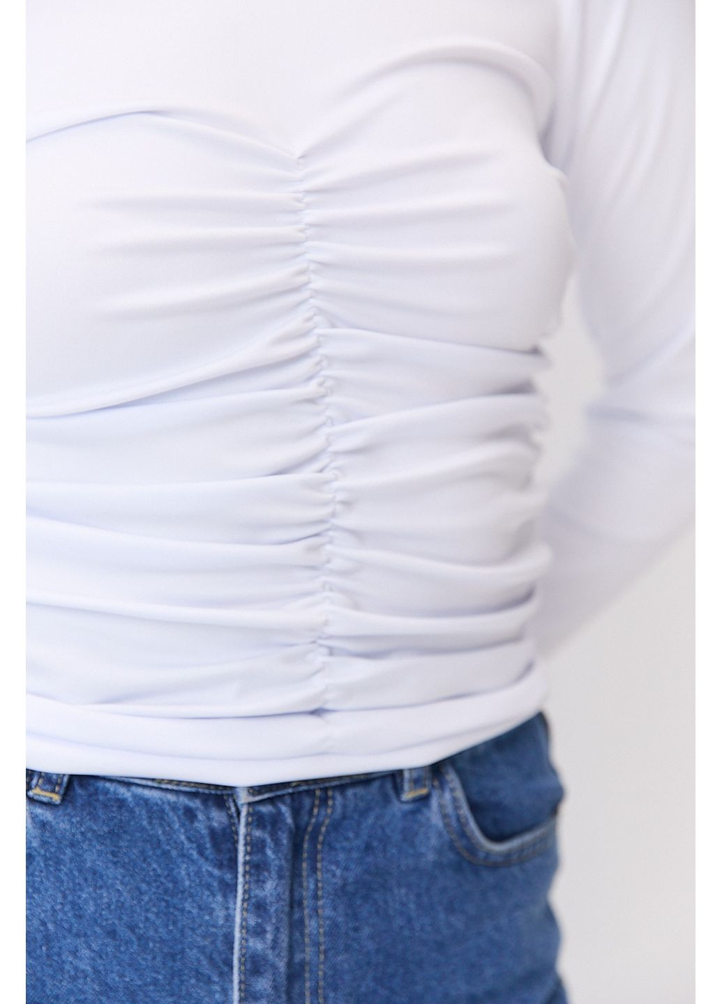 Жіночий лонгслів з драпіруванням білий Arjen (361056792)