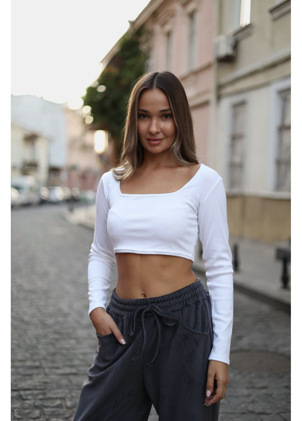 Базовый кроп-топ из рубчика Vakko (368539408)