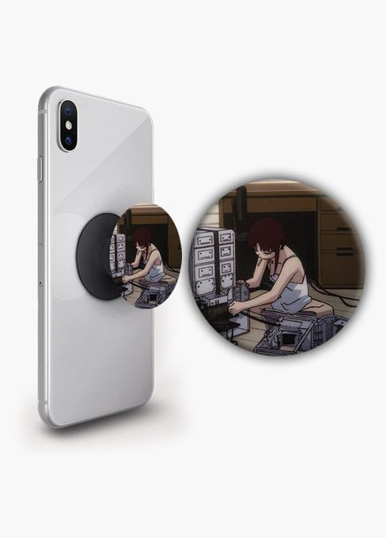 Тримач для телефону PopSockets Аніме Експерименти Лейн #04 Чорний No Brand (304503635)