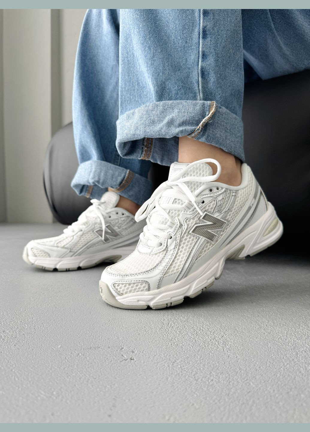 Белые демисезонные кроссовки мужские и женские new balance 740v2 white grey | нью беланс 740 белые No Brand