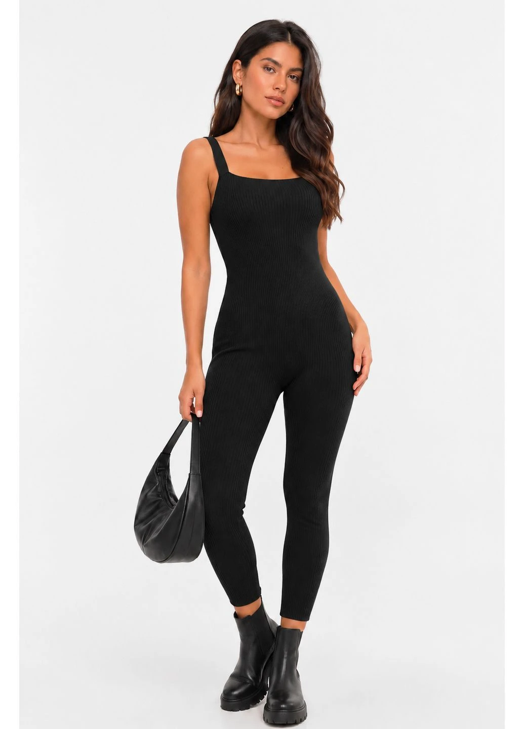 Костюм жіночий однотонний чорного кольору Let's Shop (402230518)
