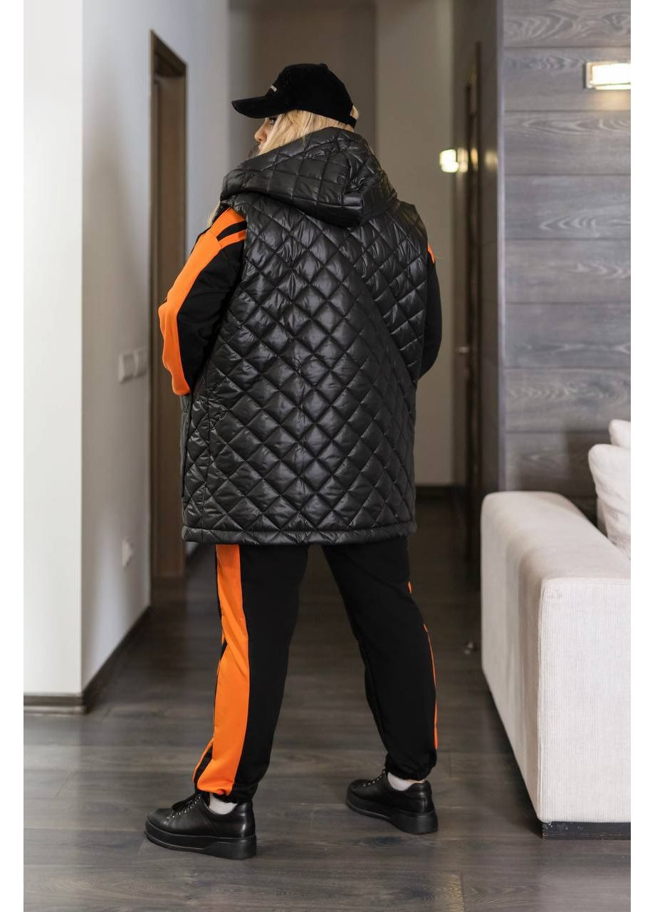 Женский костюм тройка цвета черный с оранжевым New Trend (318229723)