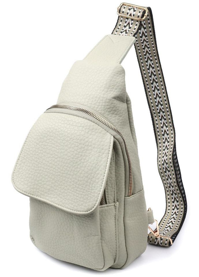 Сумка слінг через плече жіноча з екошкіри для телефону та для документів середня Фісташковий 38982 Vintage (351403622)
