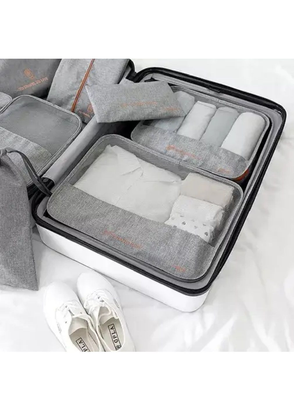 Набор комплект сумок органайзеров туристических для хранения вещей одежды белья в чемодане 7 штук (476845-Prob) Серый Unbranded (291984577)