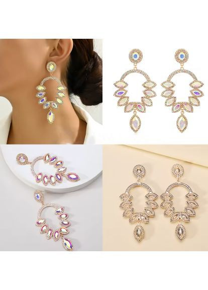 Сережки стильная бижутерия в стразах No Brand (366668026)