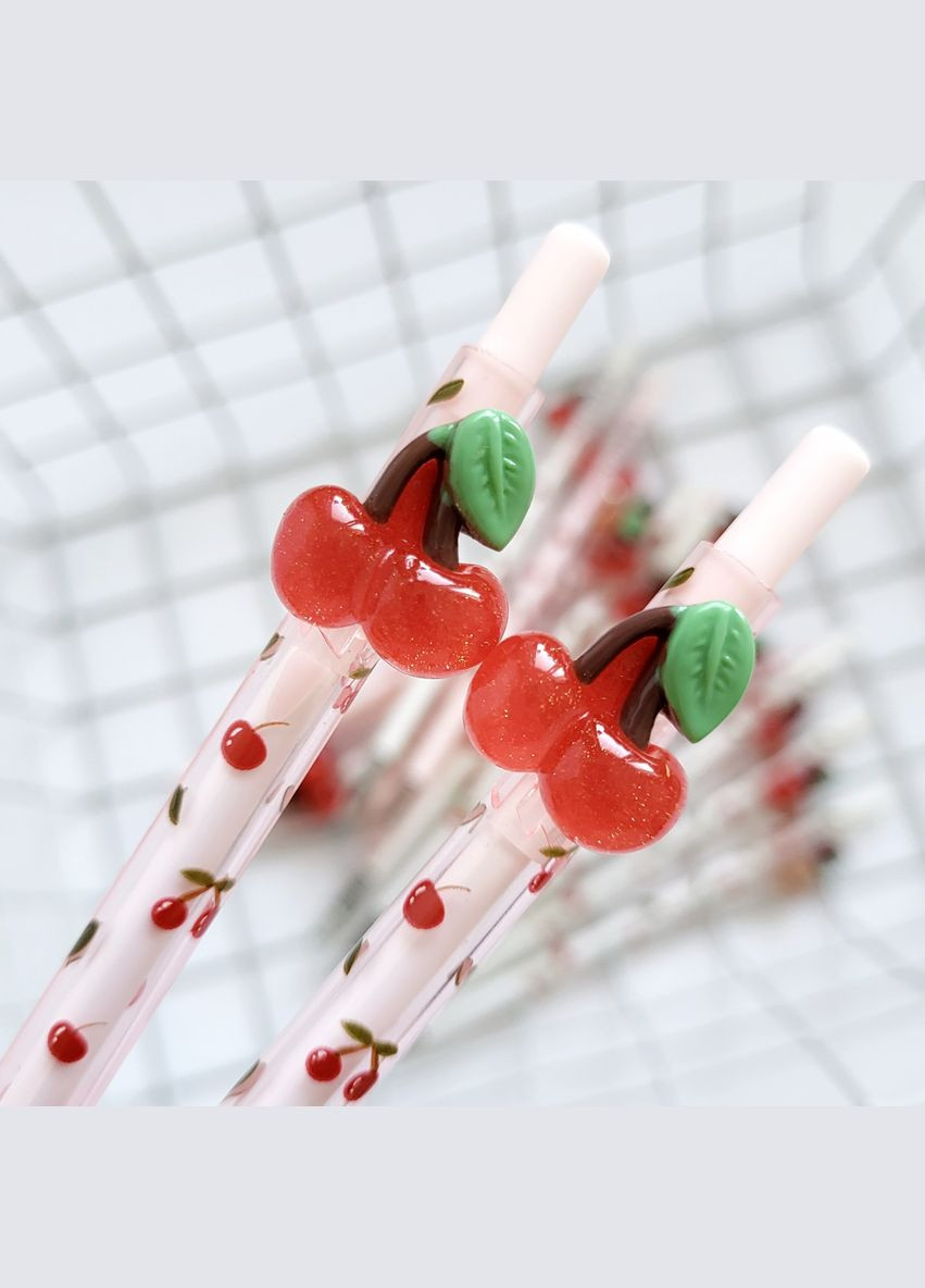 Гелева ручка в корейському стилі Cherry, рожева, з чорним стержнем, змінний механізм No Brand (320916914)