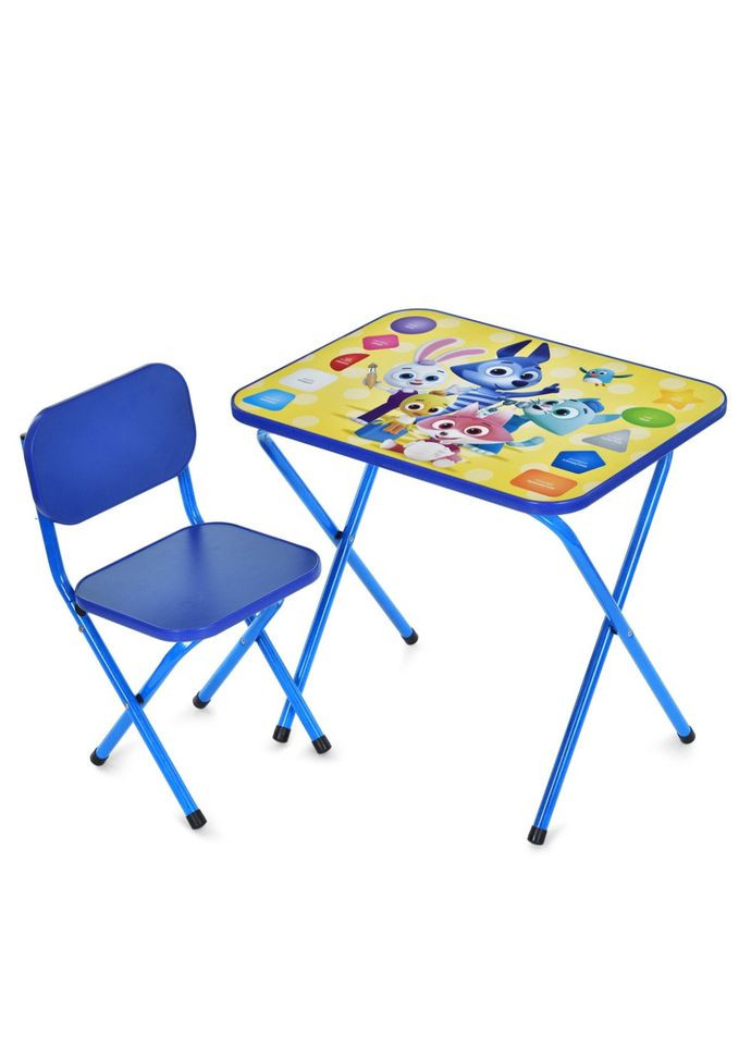 Складаний дитячий столик зі стільчиком для творчості та навчання сині меблі для дітей Bambi (368756374)
