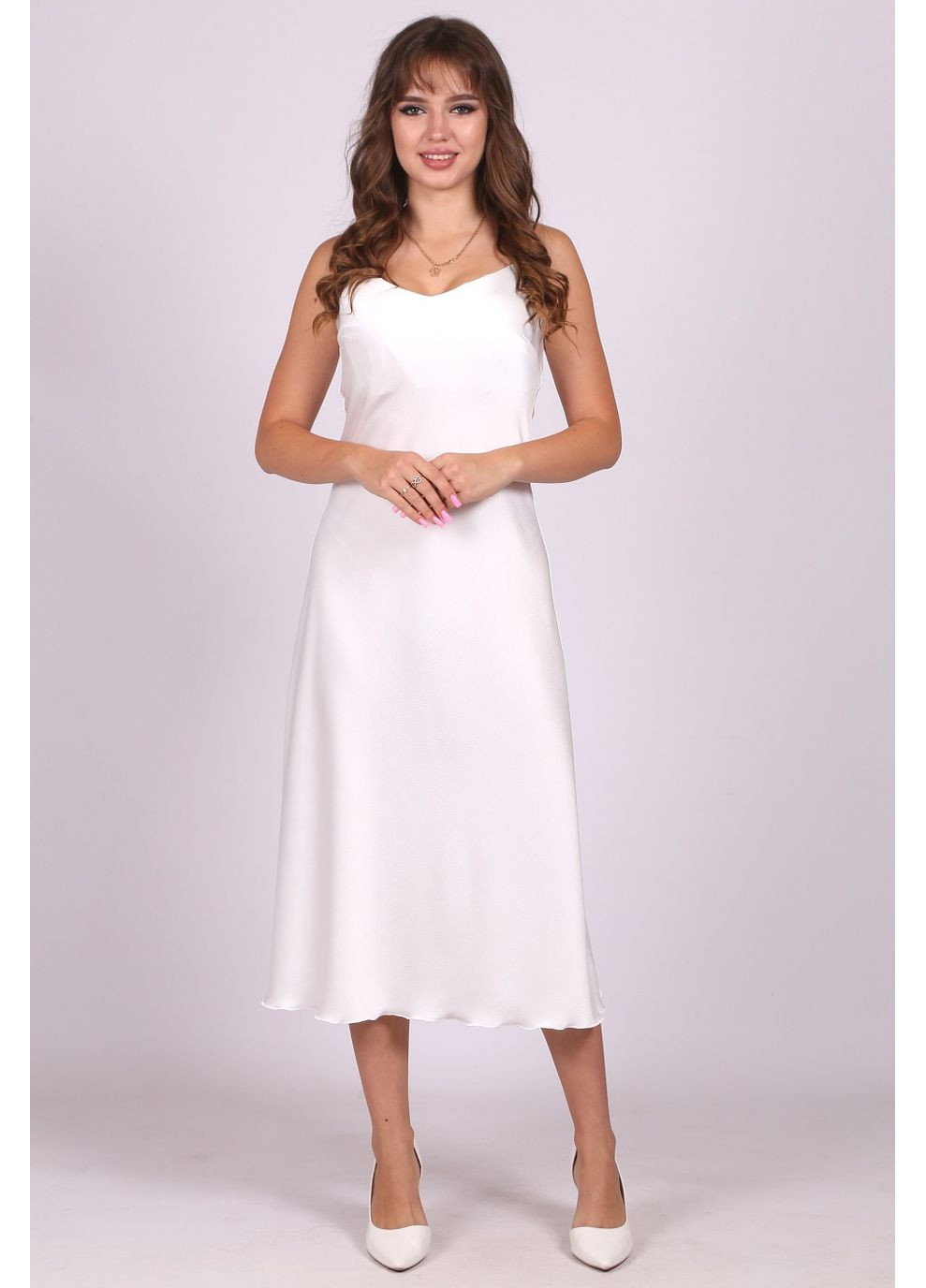 Молочна сукня жіноча 244 тиснення шовк армані молочна Актуаль