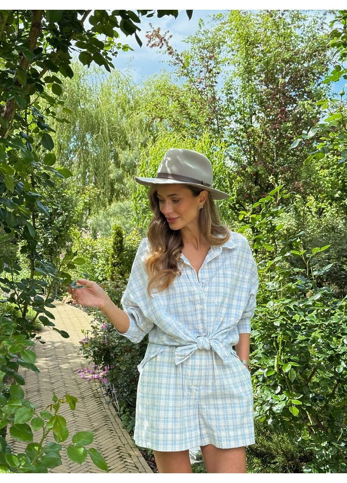 Шорты КЛЕТОЧКА ЛЕТО клетка ярко-голубая milirud (366292265)