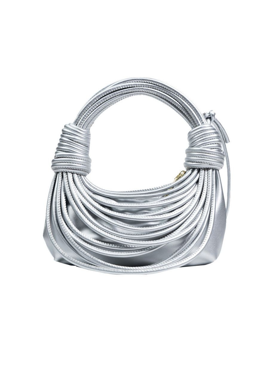 Женская сумка хобо багет 10405 через плечо серебристая No Brand (313235644)