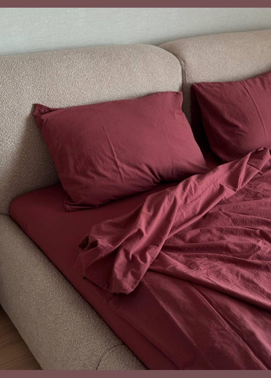 Постільна білизна Антиалергенна Євро 200х220 наволочка 70х70 2шт Бордовий (П4К-al-sikel-var-015-01) No Brand (348094932)
