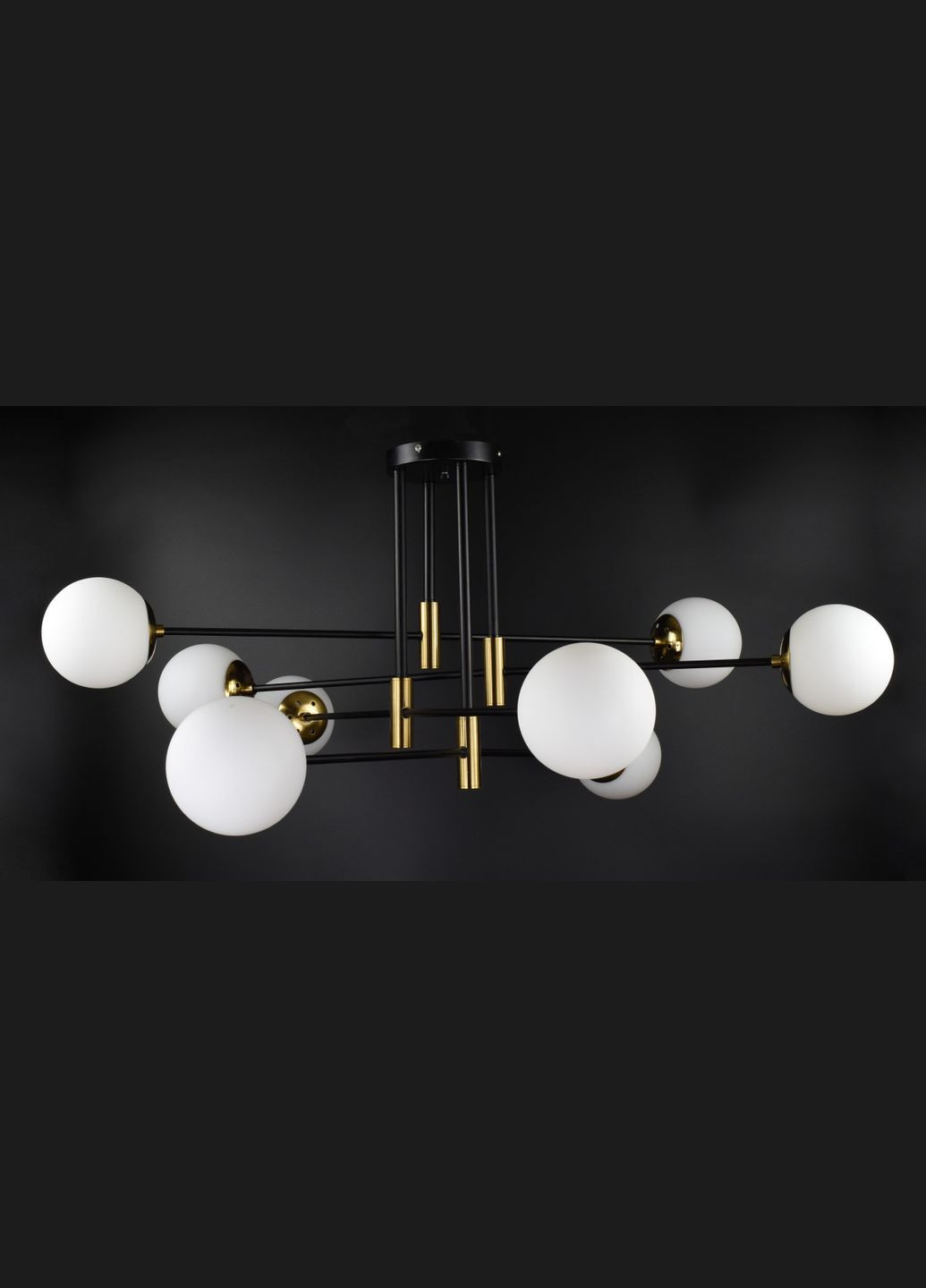 Люстра стельова на 8 лампочок 27089 Чорний 35х90х90 см. Sunnysky (364501260)