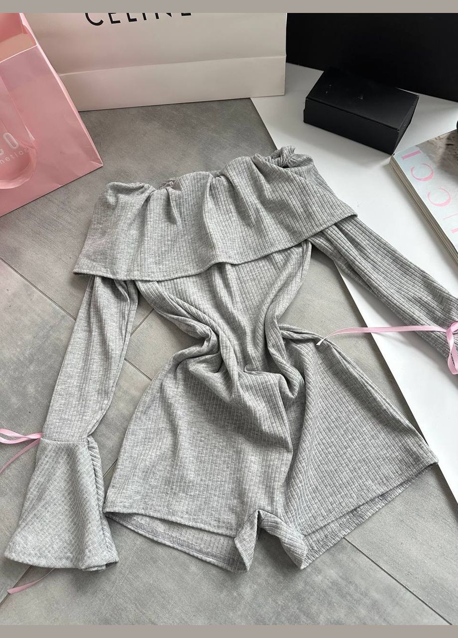 Комбінезон з відкритими плечима Avanti комбінезон-шорти меланж сірий повсякденний трикотаж