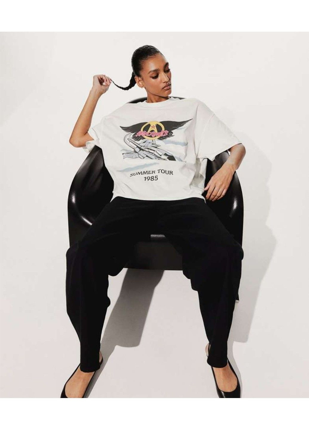 Жіноча футболка оверсайз з принтом Н&М (57550) XXS Біла H&M - (300515235)