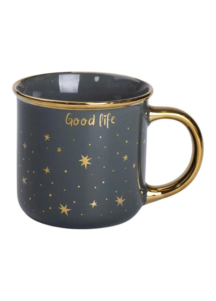 Чашка фарфоровая с золотым ободком и позолоченной ручкой 320 (мл) Good life Зеленая RX-N231506GR Liling Rongxiang Ceramic (361851107)
