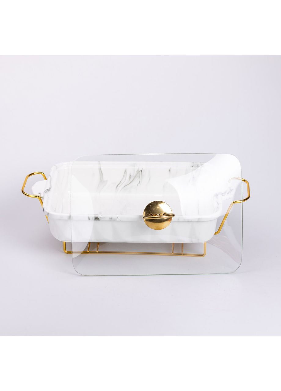 Настольная мармитница 2 литра прямоугольный фарфоровая 40х22.5х15.5 см на подставке Lugi HP1030 Yiwu (327874652)