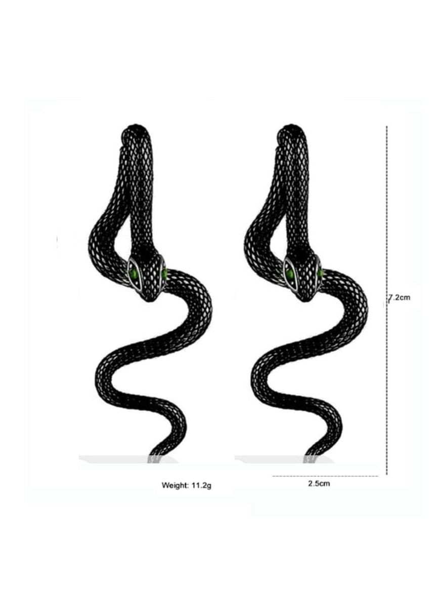 Серьги в виде змеи с изумрудными глазами Черный М280254 Jingrong (316631953)