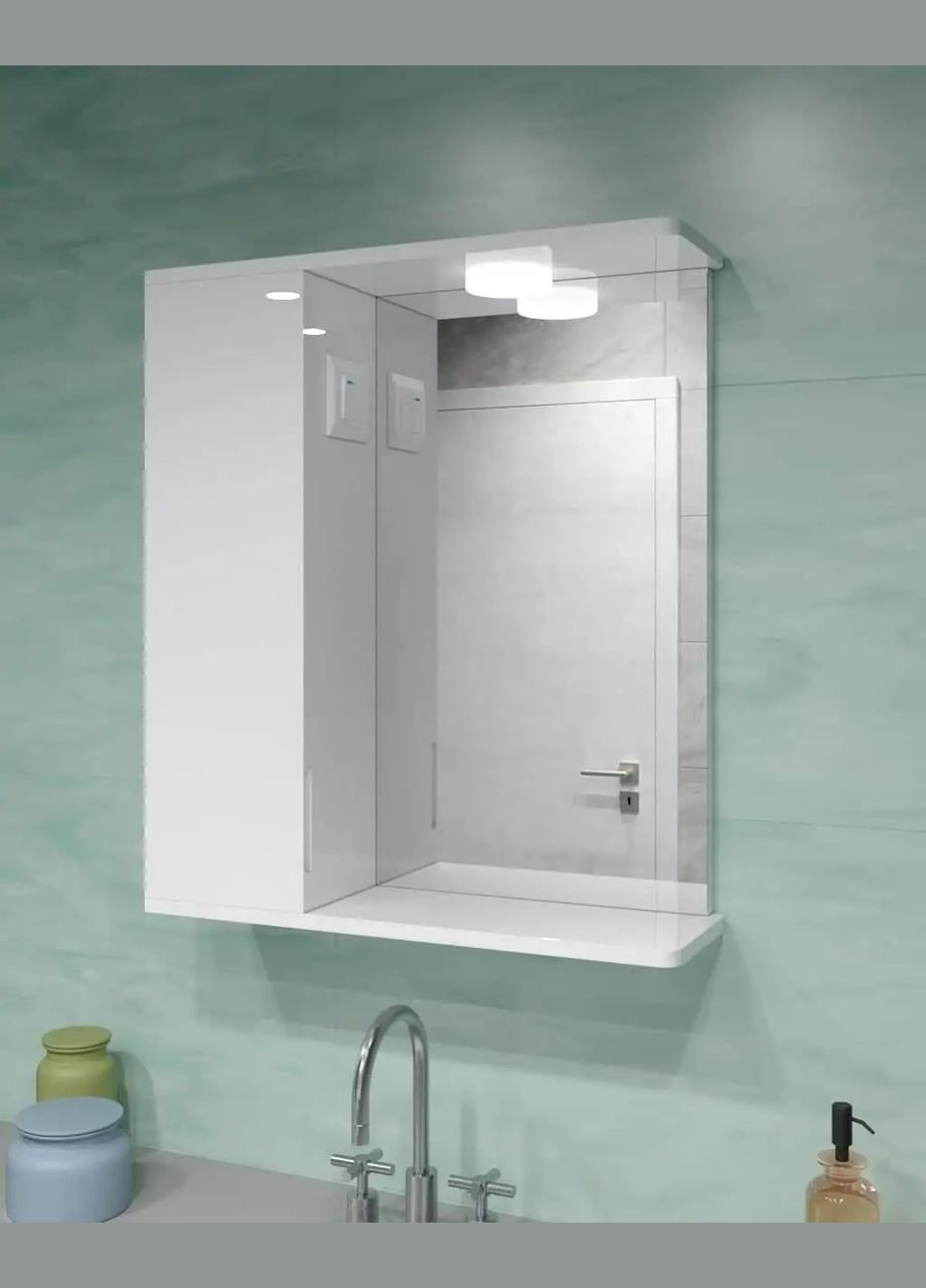 Дзеркальна шафа ШК4 з LED світильником вимикачем та розеткою 600х700х160 мм дверця зліва No Brand (313594823)