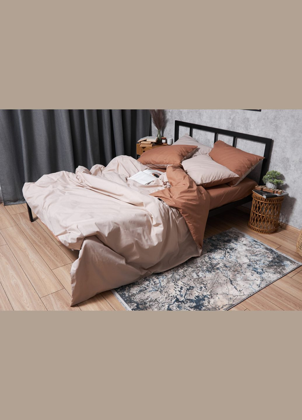 Комплект постільної білизни Бязь Gold Люкс «» євро 200х220 наволочки 4х50х70 (MS-820004563) Moon&Star Brown Blanc (293148313)