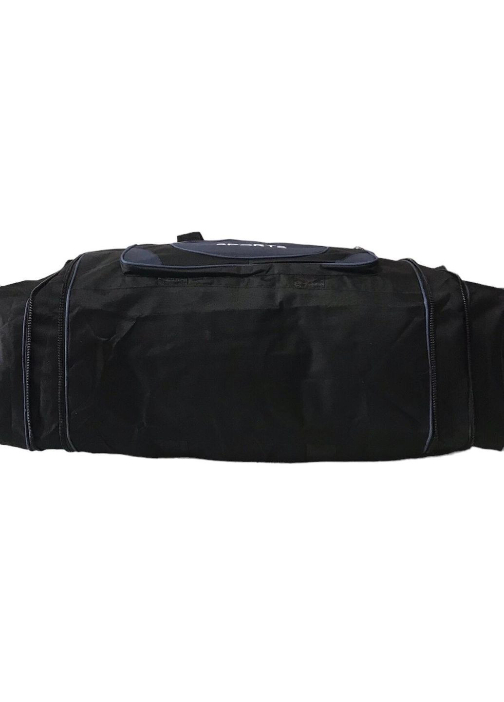 Сумка дорожня велика 80 л з довгим ремінем через плече та регулюванням розміром 819-2 чорна з синім Sports (364485217)