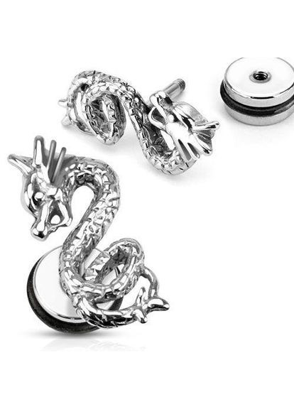 Серьга PSFX-67-1 в форме дракона (имитация плага) Spikes (333698368)