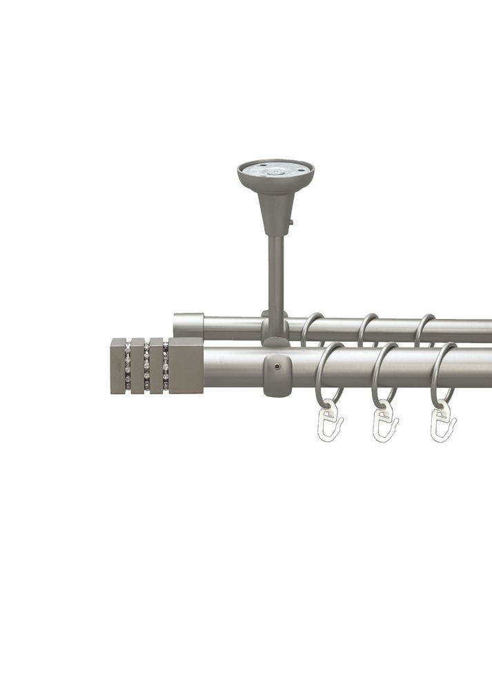 Карниз Ацтека металлический двухрядный открытый к потолку гладкая труба Сатин 25\16 мм 240 см (00-00023754) ORVIT (300845942)