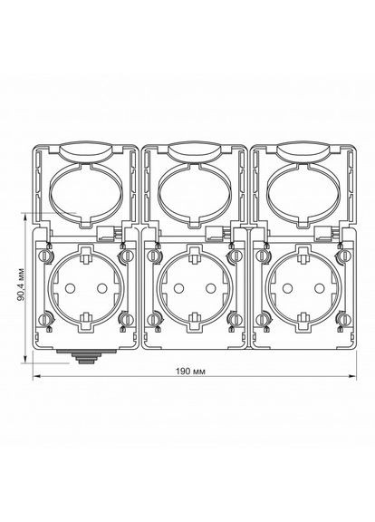 IP65 Розетка наружная тройная с заземлением серая BINERA Videx (366298268)