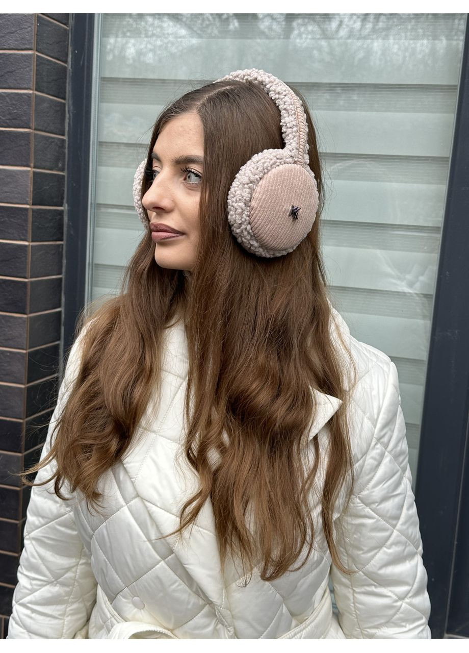 Теплые наушники зимние меховые Kentaver тедди TEDDY+вельвет светло-кофейные Kent&aver (362044165)