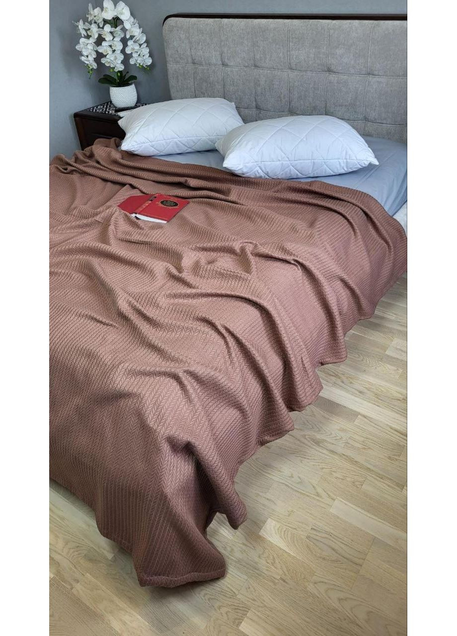 Покривало Молочний шоколад, Піке Косичка 220*260 No Brand (364217078)