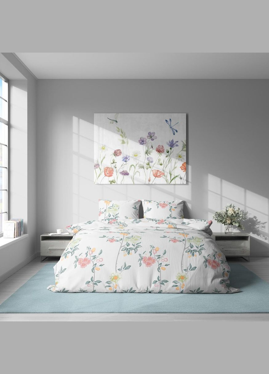 Постільна білизна " ", Поплін, Зелений з Білим, Півторопальний, L-2043 Lelit (308071780)