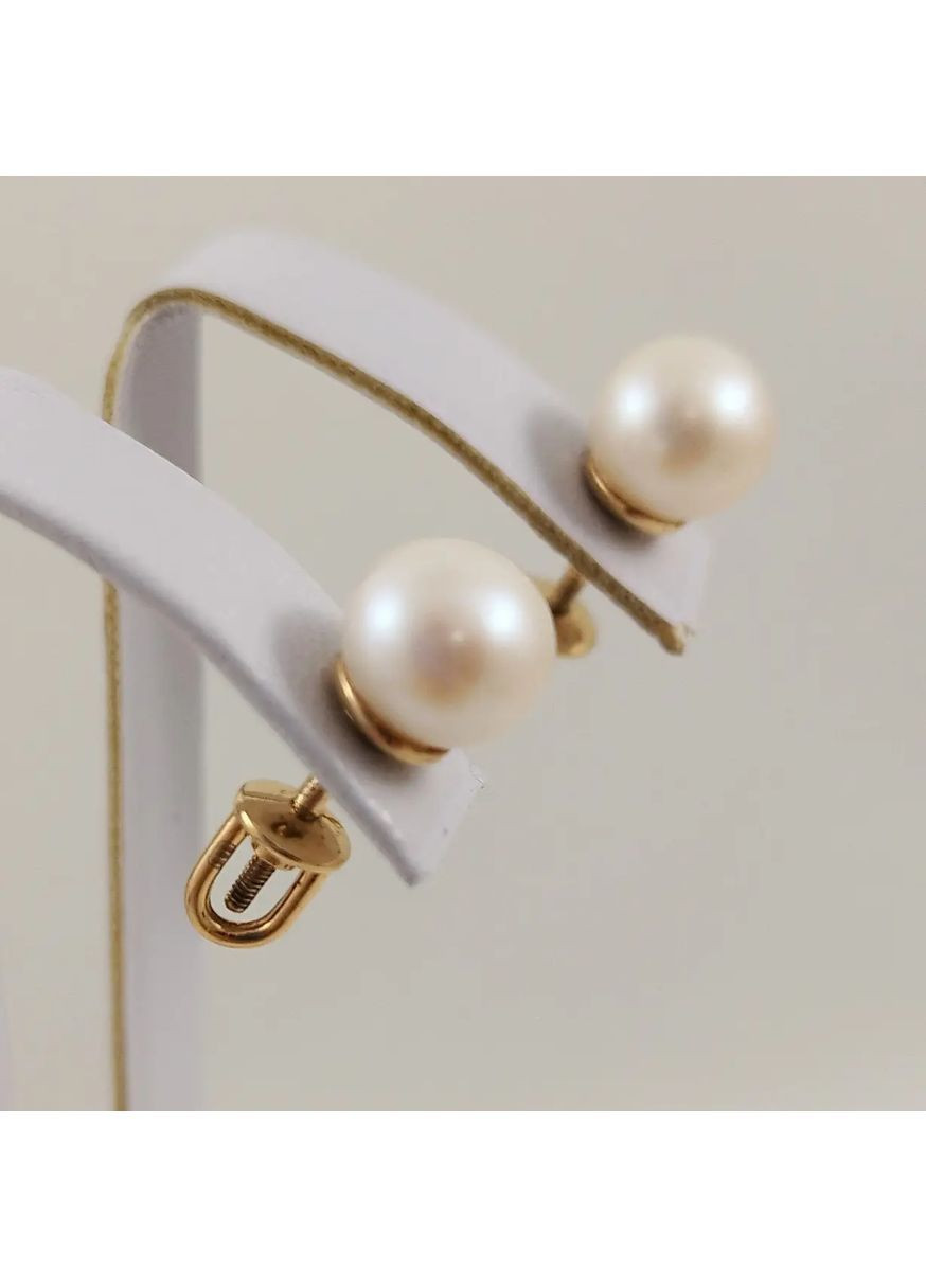 Золоті сережки-пусети з перлами 23359581 No Brand Сережки (369149693)