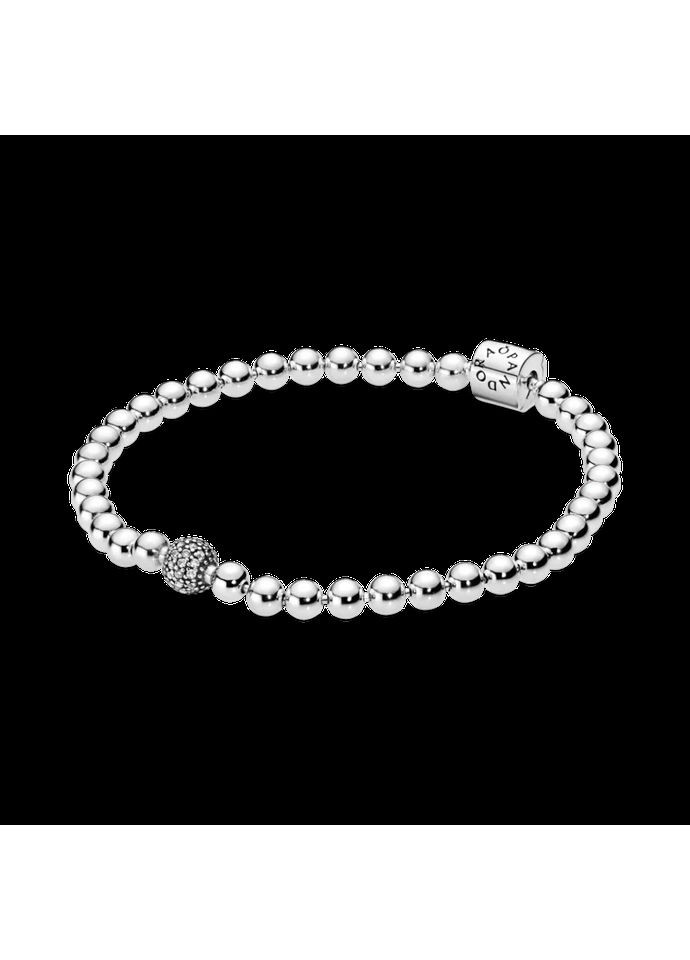 Серебряные серьги с бриллиантами "Бисер и Pavé" Пандора 598342CZ Kabluchka (355346172)